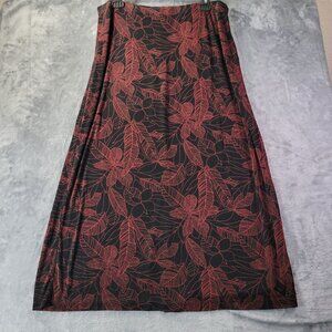 Linden Hill Women’s Skirt X (1X) Red & Black Floral Leaf Print Vintage Plus